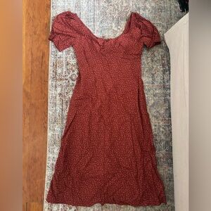 Madewell Sweetheart Puff-Sleeve Midi Dress in Carmine Floral